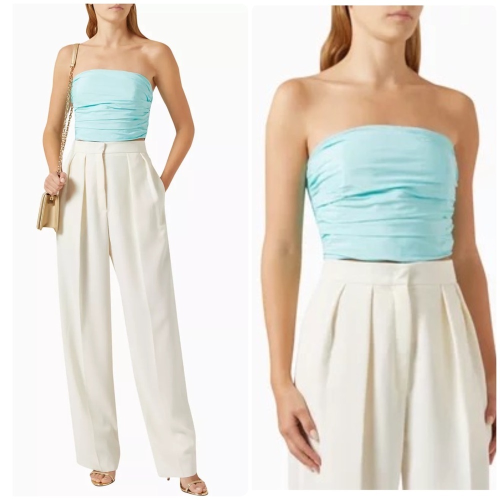 New! Marella Italy Blue Diction1 Strapless Cropped Top 🩵 42 or US Medium NWT!